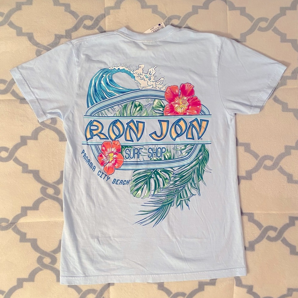 Ron Jon Mens Small Panama City Beach Distressed Floral Surf Tee